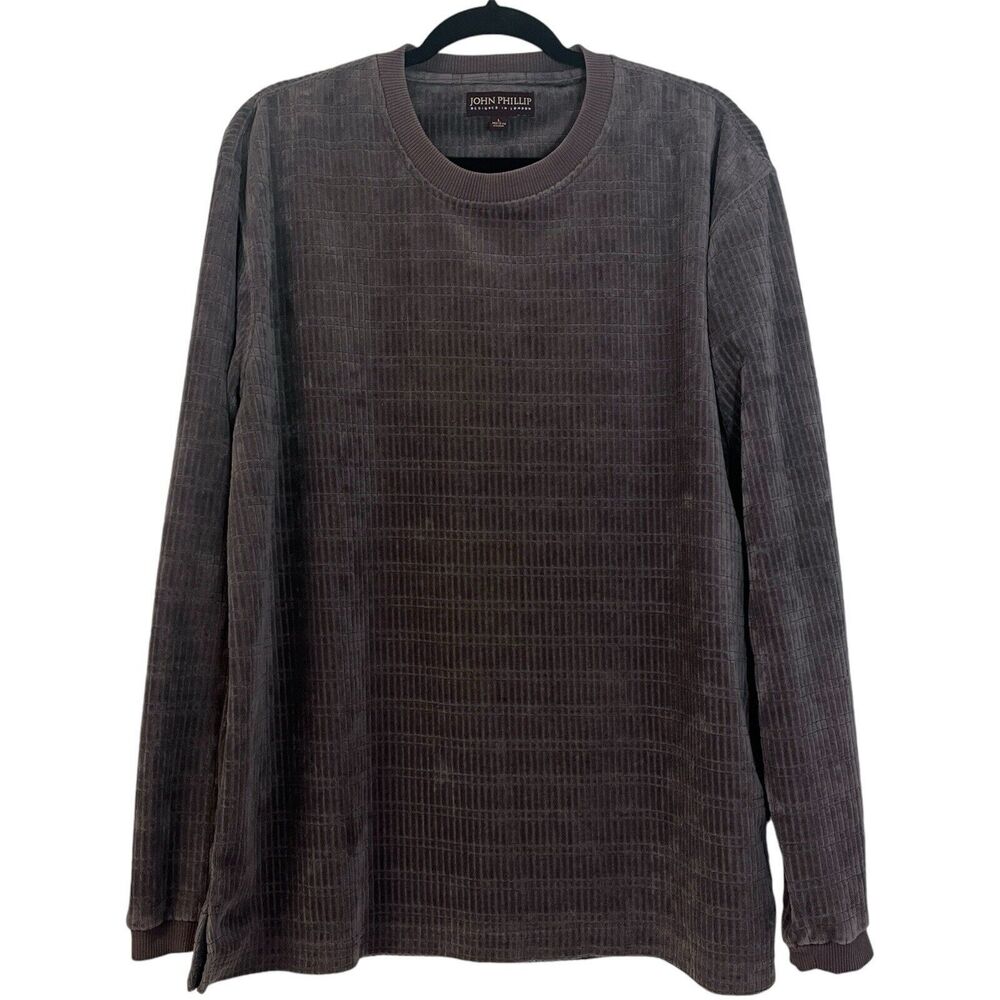 John Phillip Of London Silk Blend Chenille Crew Neck Sweater Brown Men’s Large